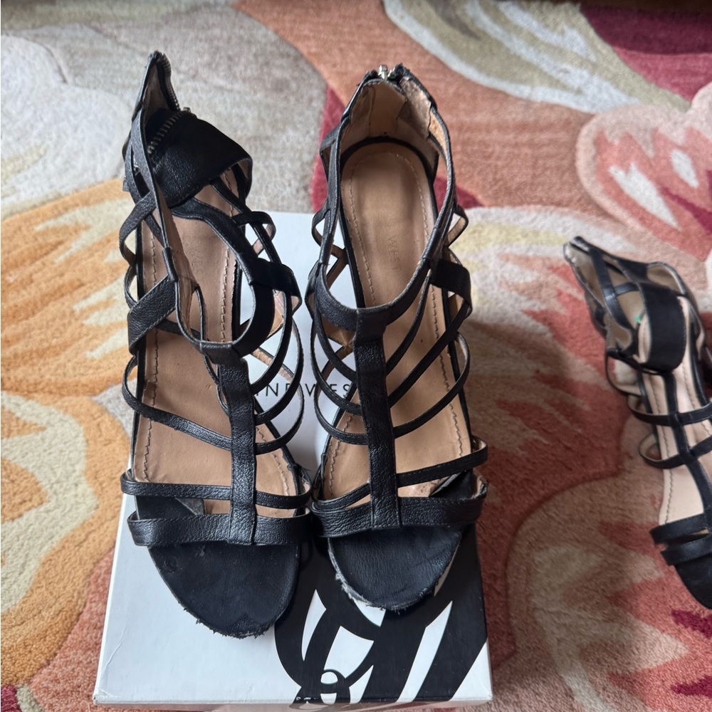 Nine West Black Strappy Heels as is